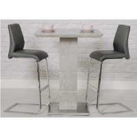 Grey Bar Table with 2 Grey Faux Leather Bar Stools  Grey Bar Table with 2 Grey Faux Leather Bar Stools