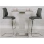 Grey Bar Table with 2 Grey Faux Leather Bar Stools