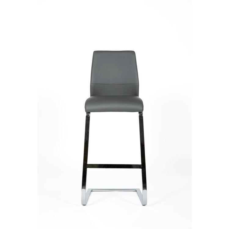 Grey Bar Table with 2 Grey Faux Leather Bar Stools