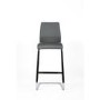 Grey Bar Table with 2 Grey Faux Leather Bar Stools
