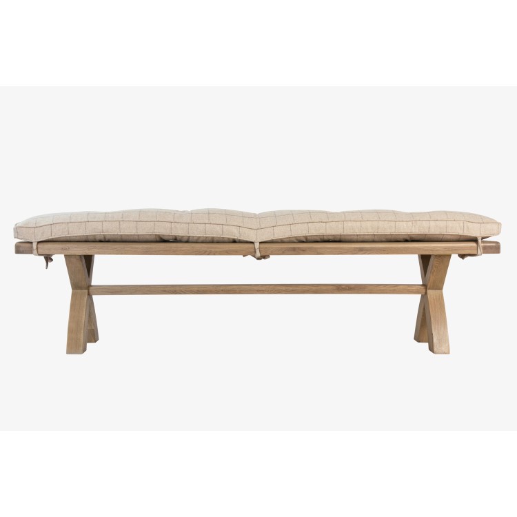 Smoked Oak Dining Bench with Cream Cushion
