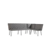 Large Grey Corner Dining Bench Set with Studded Back