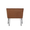 Tan Leather Corner Dining Bench with Back - Wickerman