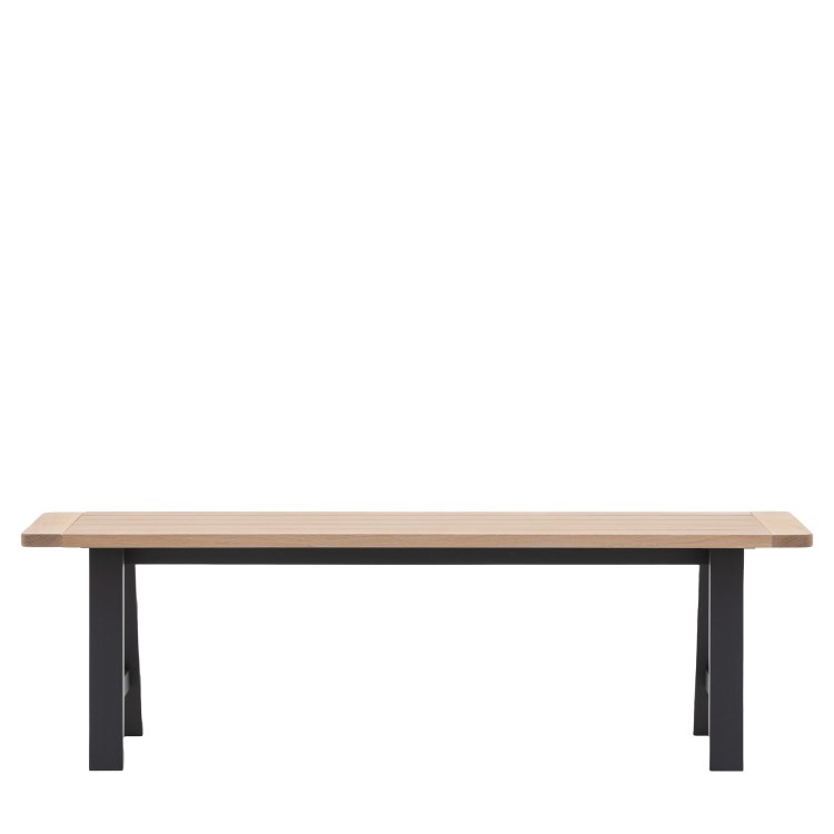 Navy Oak Trestle Dining Table Set with 2 Navy Oak Chairs & 1 Bench - Seats 4 - Eton