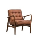 BUN/FOL105617/90576 Brown Leather Mid Century Accent Chair - Caspian House