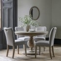 BUN/FOL105768/92896 Round to Oval Extendable Pedestal Dining Table Set with 4 Upholstered Chairs - Vancouver - Caspian House