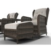 Reclining Rattan Conservatory Set in Brown with Table &amp; Footstools - Aspen Range