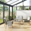 4 Piece Conservatory Furniture Set in Rattan with Grey Cushions - Aspen