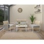 4 Piece Rattan Conservatory Furniture Set with Grey Cushions & Table