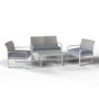 4 Piece Rattan Conservatory Furniture Set with Grey Cushions & Table