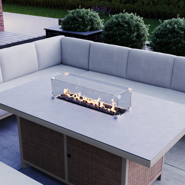 Thick Round Rattan Corner Garden Sofa Set With Fire Pit and Benches