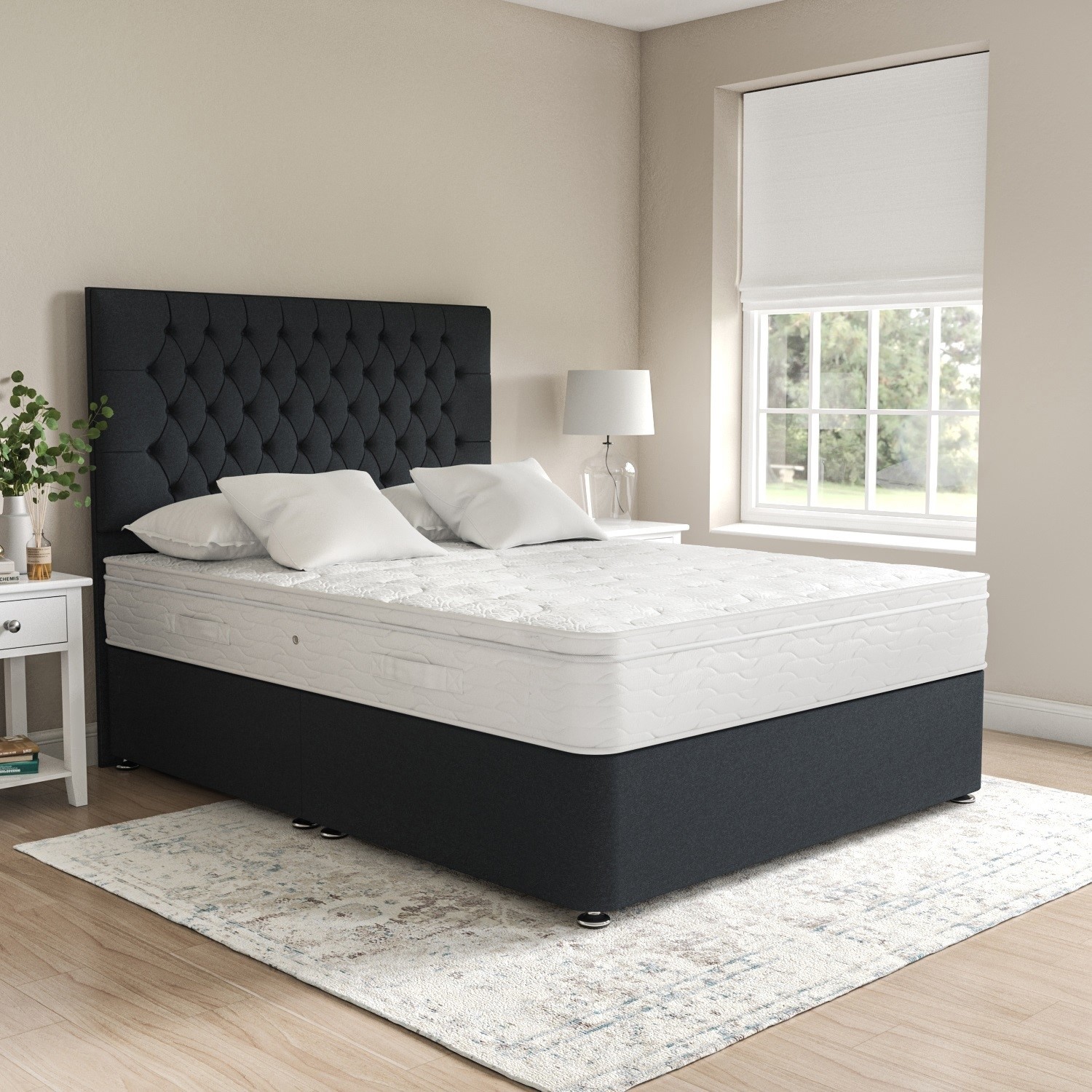 Dark grey headboard double deals