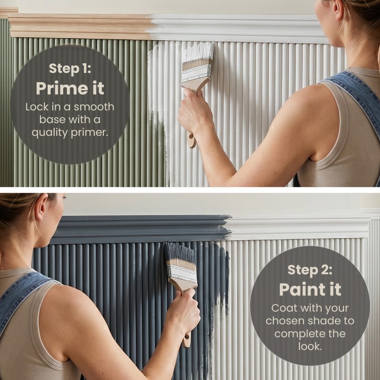 Pack of 3 Paintable Mini Fluted Wall Panels - 120cm x 60cm - Delamere
