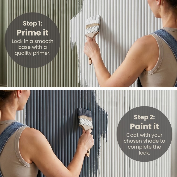 Pack of 4 Paintable Mini Fluted Wall Panel - 240cm x 60cm - Delamere