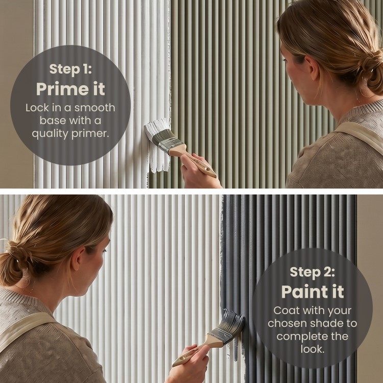 Pack of 3 Paintable Fluted Wall Panel - 240cm x 60cm - Delamere