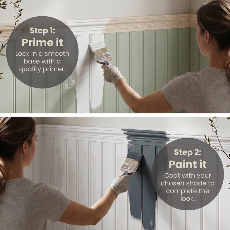 Pack of 2 Paintable Tongue & Groove Wall Panel - 80cm x 60cm - Delamere