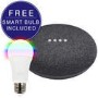 Google Home Mini - Smart Speaker Charcoal with FREE E27 Smart Bulb
