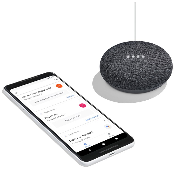 Google Home Mini - Smart Speaker Charcoal with FREE E27 Smart Bulb