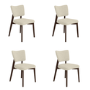 Set of 4 Beige Upholstered Dining Chairs with Walnut Legs - Greta