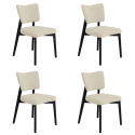 BUN/GRT002/99033 Set of 4 Beige Upholstered Dining Chairs with Black Legs - Greta