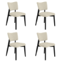 Set of 4 Beige Upholstered Dining Chairs with Black Legs - Greta