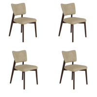 Set of 4 Beige Faux Leather Dining Chairs with Walnut Legs - Greta