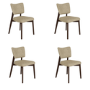 Set of 4 Beige Faux Leather Dining Chairs with Walnut Legs - Greta