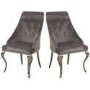 Railway Wood & Glass Top Dining Table Set with 4 Grey Velvet Chairs - Grayson