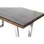 Grayson Large Industrial Wood Dining Table with Glass Top - Seats 6
