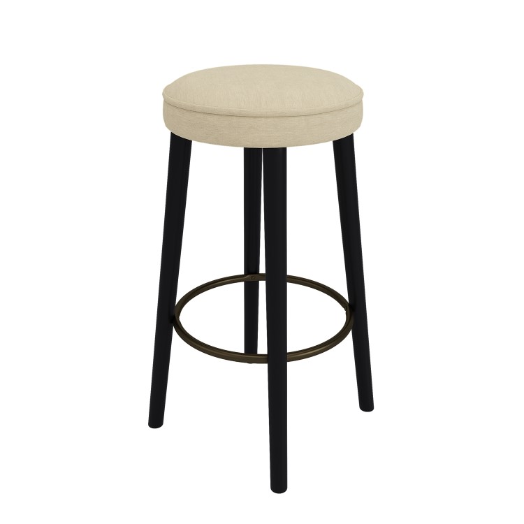 Beige Upholstered Kitchen Counter Stool with Black Legs - Gatsby