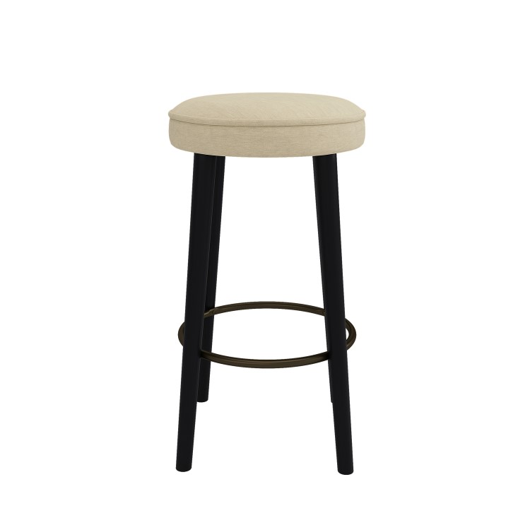Beige Upholstered Kitchen Counter Stool with Black Legs - Gatsby