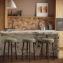 Set of 3 Sage Green Velvet Kitchen Counter Stools with Walnut Legs - Gatsby