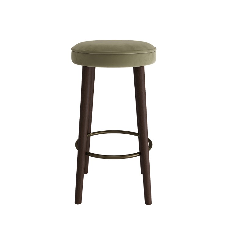 Sage Green Velvet Kitchen Counter Stool with Walnut Legs - Gatsby