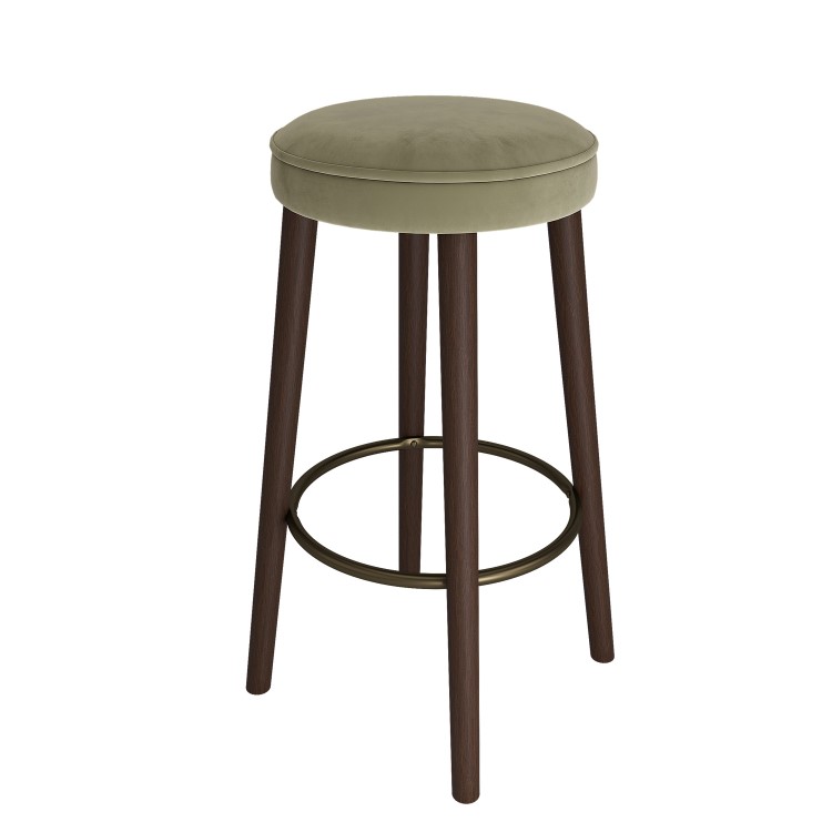 Sage Green Velvet Kitchen Counter Stool with Walnut Legs - Gatsby