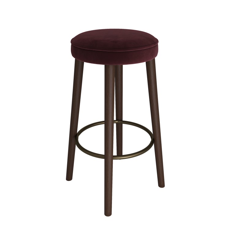 Burgundy Velvet Kitchen Counter Bar Stool with Walnut Legs - Gatsby
