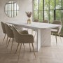 Large Rectangular White Marble Effect Extendable Dining Table Set with 6 Mink Velvet Chairs - Seats 6 - Geneva