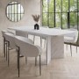 Large Rectangular White Marble Effect Extendable Dining Table Set with 6 Cream Boucle Chairs - Seats 6 - Geneva