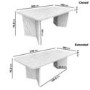 Large Rectangular White Marble Effect Extendable Dining Table Set with 6 Cream Boucle Chairs - Seats 6 - Geneva