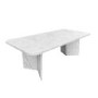 White Marble Effect Extendable Dining Table Set with 6 Cream Boucle Chairs - Seats 6 - Geneva