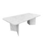Large Rectangular White Marble Effect Extendable Dining Table Set with 6 Cream Boucle Chairs - Seats 6 - Geneva