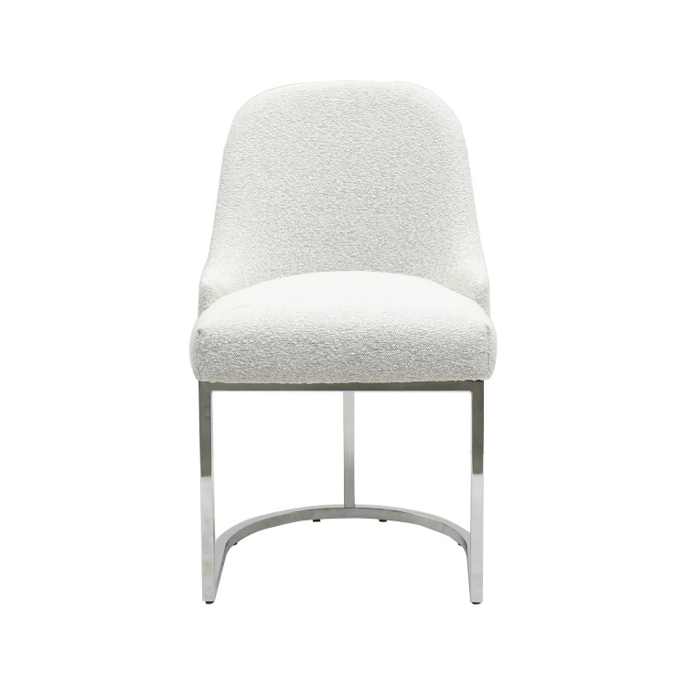 Large Rectangular Beige Marble Effect Extendable Dining Table Set with 6 Boucle Chairs - Seats 6 - Geneva