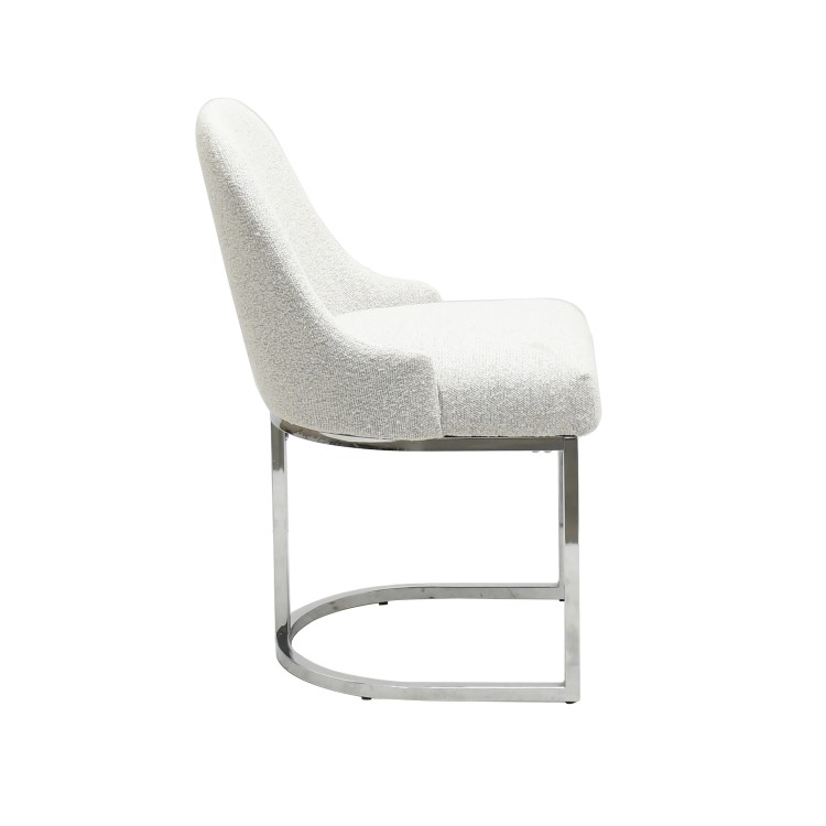 Large Rectangular Beige Marble Effect Extendable Dining Table Set with 6 Boucle Chairs - Seats 6 - Geneva