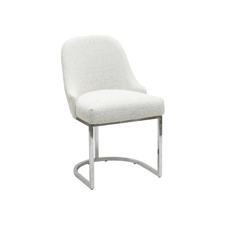 Large Rectangular Beige Marble Effect Extendable Dining Table Set with 6 Boucle Chairs - Seats 6 - Geneva