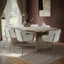 Large Rectangular Beige Marble Effect Extendable Dining Table Set with 6 Cream Upholstered Chairs - Seats 6 - Geneva