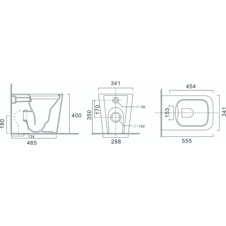 Back to Wall Toilet with White Glass Cabinet, Cistern & Pneumatic Dual Flush Button - Albi