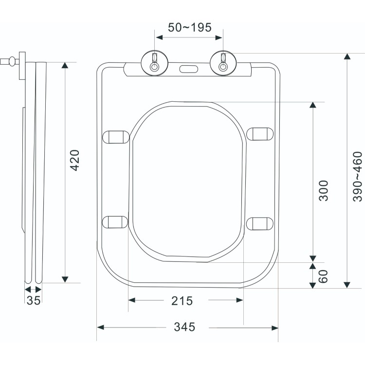 Back to Wall Toilet with White Glass Cabinet, Cistern & Pneumatic Dual Flush Button - Albi