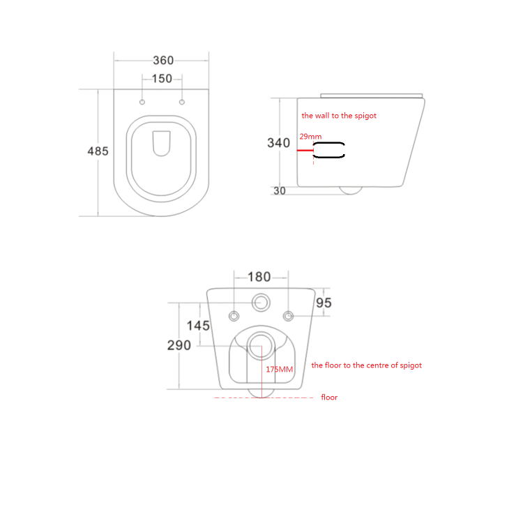 Black Wall Hung Toilet with Black Glass Cabinet, Cistern & Pneumatic Dual Flush Button - Verona