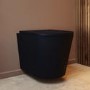 ONLY OPENED - Matt Black Wall Hung Rimless Short Projection Toilet with Soft Close Seat – Verona