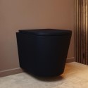 BUN/A1/BeBa_25861/98674 ONLY OPENED - Matt Black Wall Hung Rimless Short Projection Toilet with Soft Close Seat – Verona