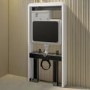 Black Wall Hung Toilet with White Glass Cabinet, Cistern & Pneumatic Dual Flush Button - Albi